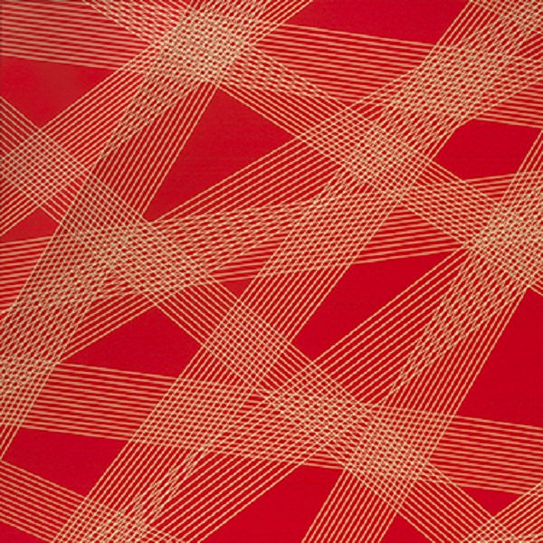 Momentum Crossing Colors Cadmium Large Scale Stripe Red Upholstery Fabric