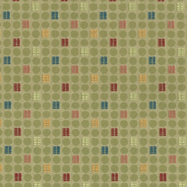 Fabric Remnant of Dot to Dot Meadow Grass Green Upholstery Fabric
