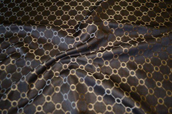 Capra Java Taffeta Chainlink Pattern Brown Drapery Fabric
