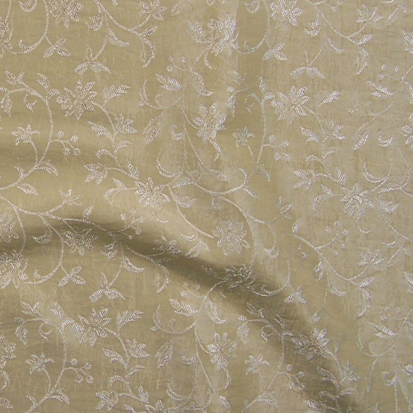 Drapery Fabric Ivory Floral Faux Silk Flora Praline Toto Fabrics