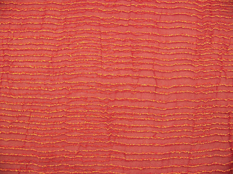Goa Groseille Iridescent Boucle Striped Organza Pink & Red Drapery Fabric