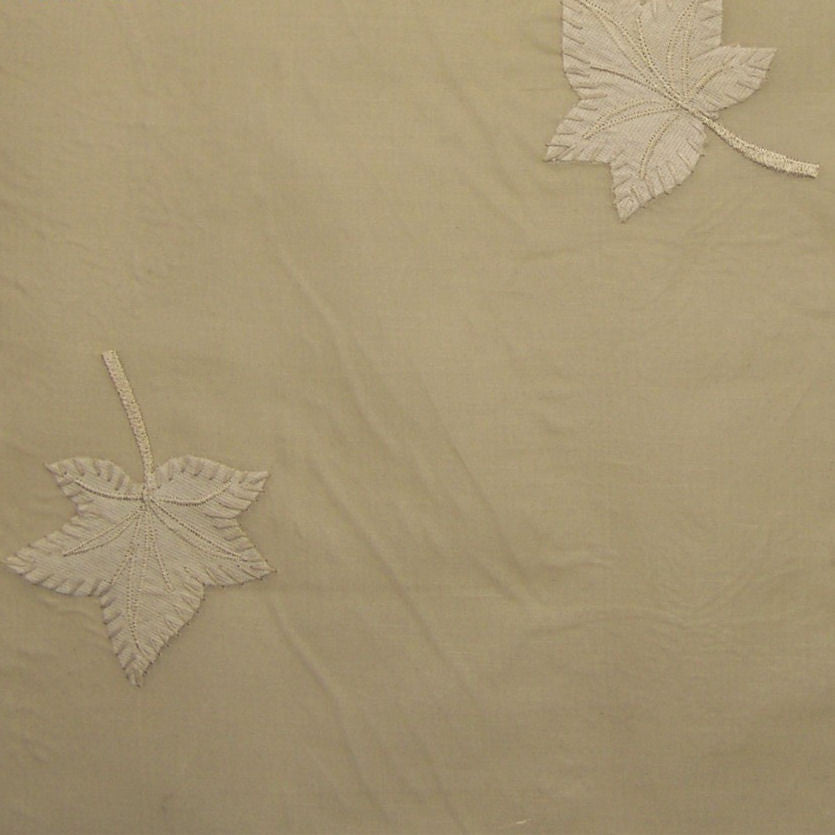 John Fall Leaf Embroidered Silk Voile Drapery Fabric