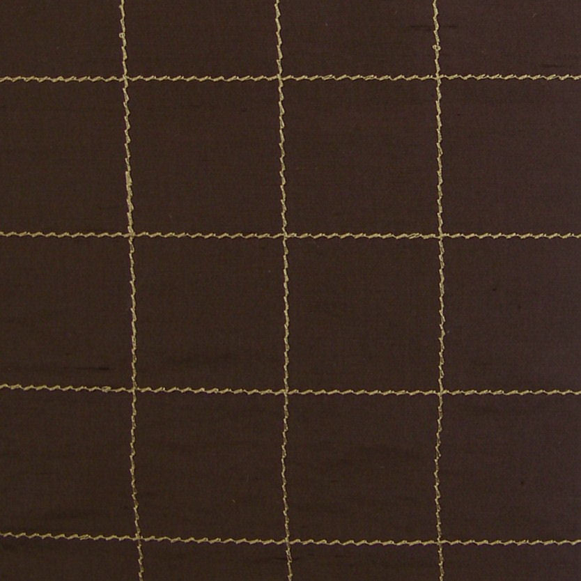 Drapery Fabric Embroidered Silk Taffeta Panes Chocolate Toto Fabrics