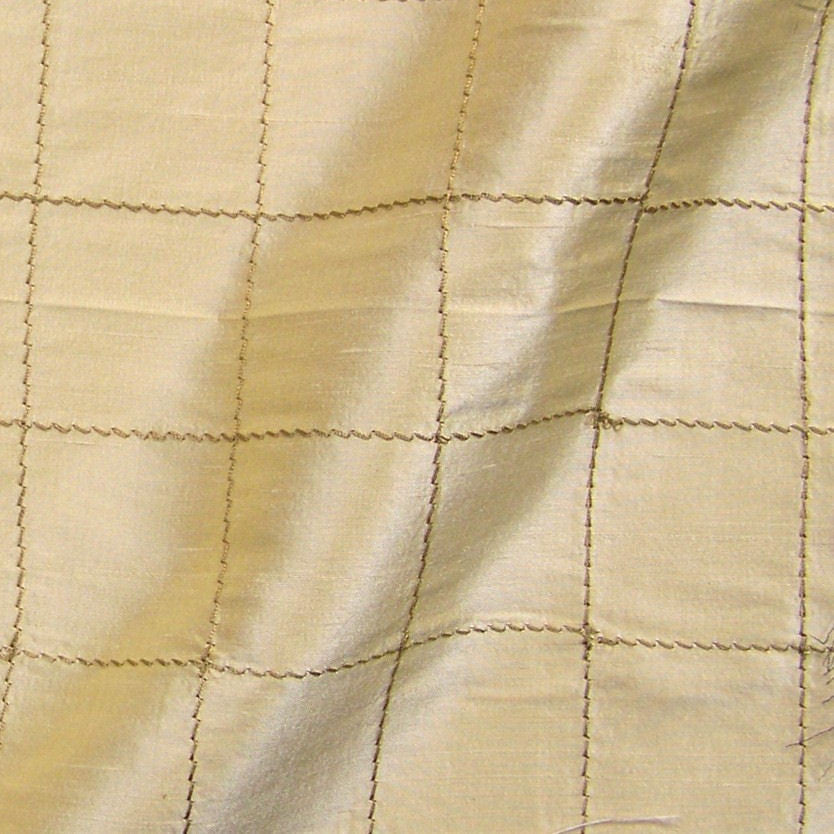 Drapery Fabric Embroidered Silk Taffeta Panes Cream Toto Fabrics