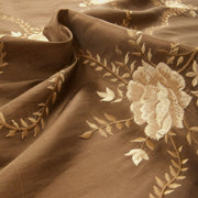 Drapery Fabric Botanical Embroidered Faux Silk Romance Taupe Toto Fabrics