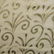 Stylized Fleur De Lys Tan Sheer Silk Chiffon Drapery Fabric
