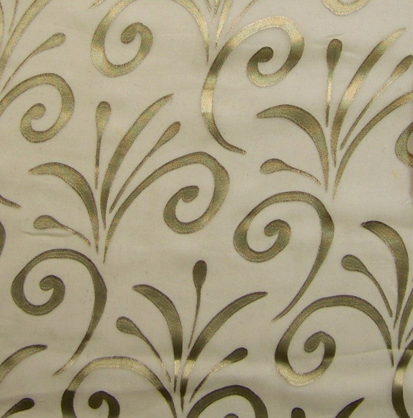 Stylized Fleur De Lys Tan Sheer Silk Chiffon Drapery Fabric