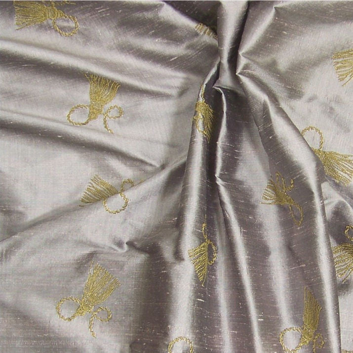 Tassel Color 152 Embroidered Silk Drapery Fabric