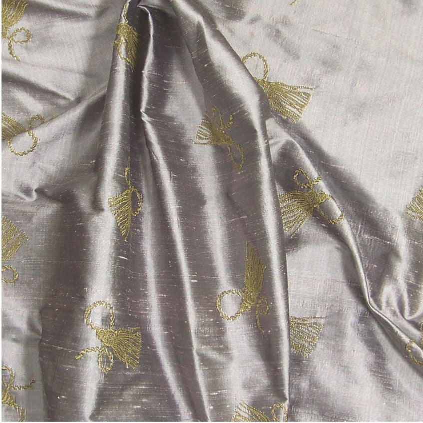 Tassel Color 152 Embroidered Silk Drapery Fabric