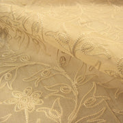 Tulip Yellow Embroidered Floral Silk Voile Drapery Fabric (As Is)