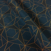 HBF Folded Lines Indigo Orange Geometric Blue Upholstery Fabric