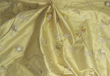 Seville Maize Embroidered Floral Silk Drapery Fabric
