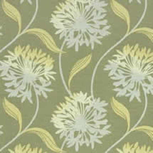 Arc-Com Fabrics Upholstery Fabric Elegant Floral Laurel Lemon Grass