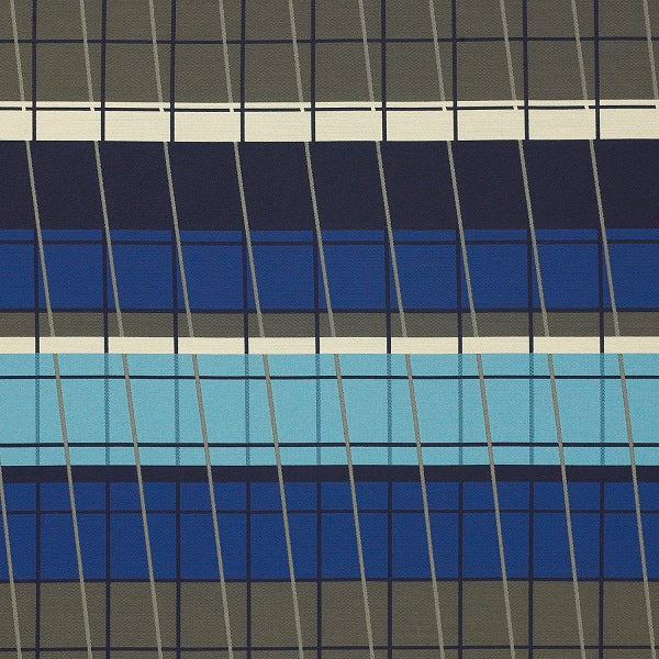 Momentum Lines on Stripes Deep Cobalt Upholstery Fabric