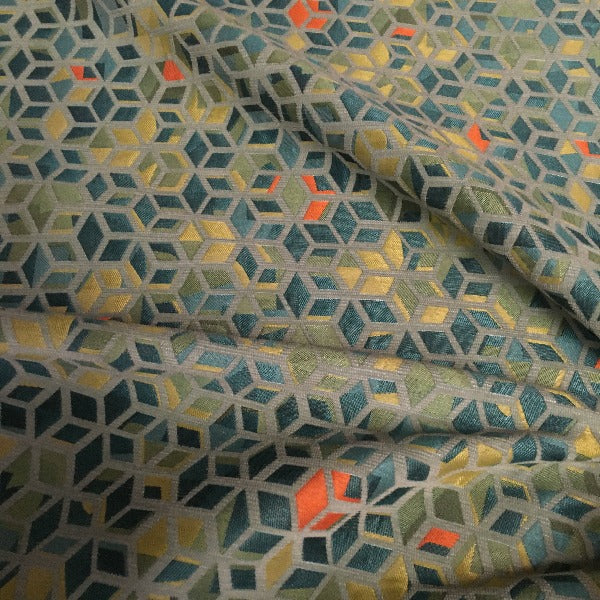 Momentum Memory Isle Geometric Green Upholstery Fabric