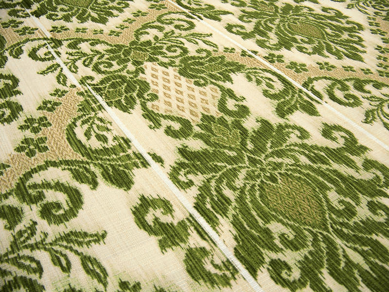Bedazzle Clover Sun N Shade™ Ikat Damask Green Outdoor Fabric (Sold As-Is)