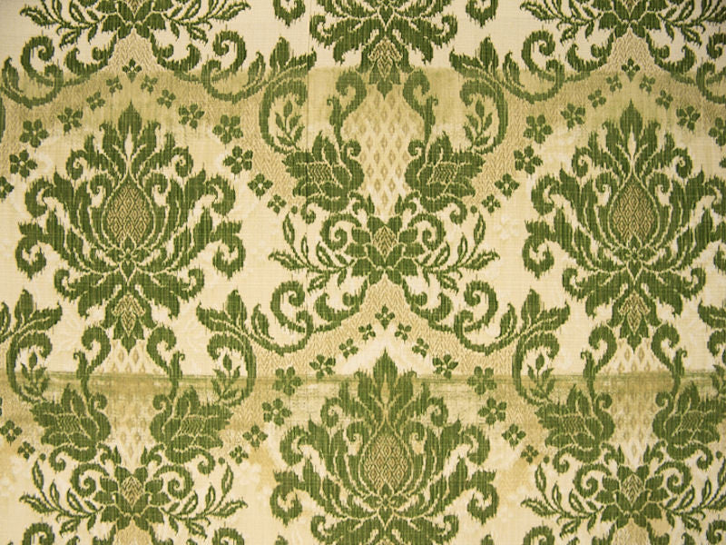 Bedazzle Clover Sun N Shade™ Ikat Damask Green Outdoor Fabric (Sold As-Is)