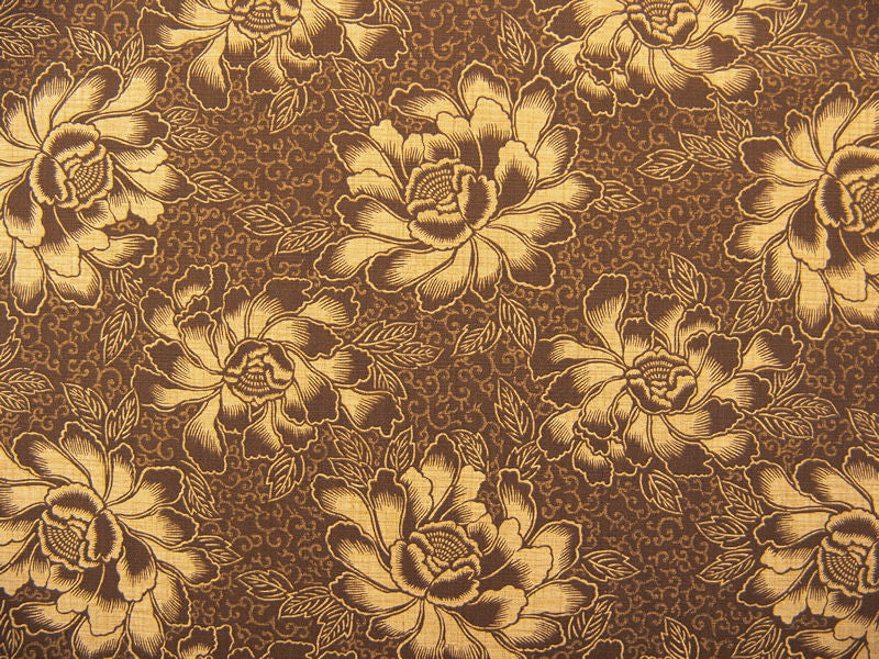 Boho Batik Chestnut Botanical Print Brown Outdoor Fabric