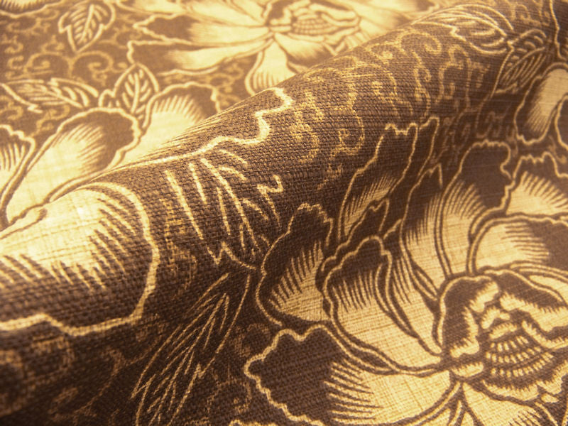 Boho Batik Chestnut Botanical Print Brown Outdoor Fabric