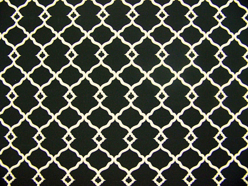 Chippendale Fretwork Onyx Sun N Shade Lattice Black & White Outdoor Fabric