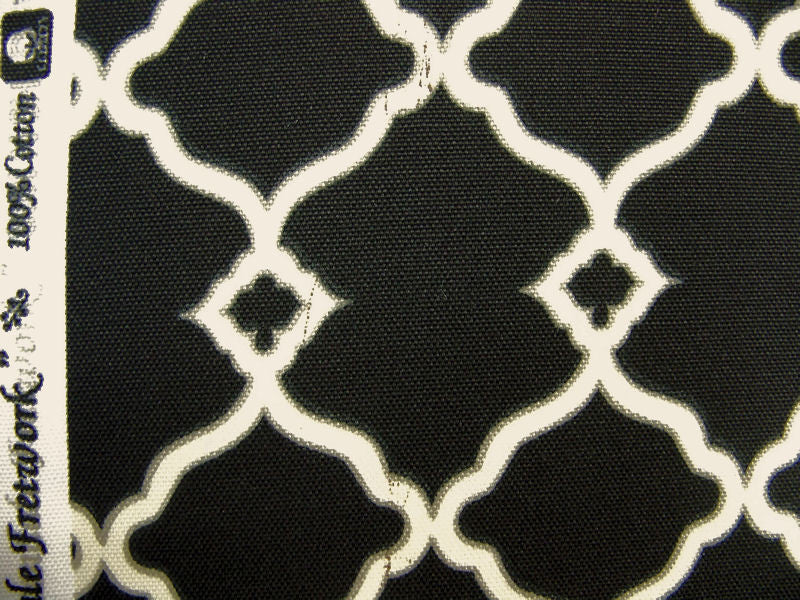 Chippendale Fretwork Onyx Sun N Shade Lattice Outdoor Fabric (Sold As-Is)