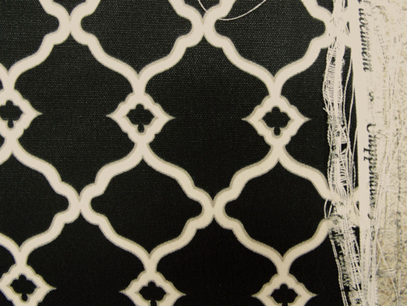 Chippendale Fretwork Onyx Sun N Shade Lattice Outdoor Fabric (Sold As-Is)