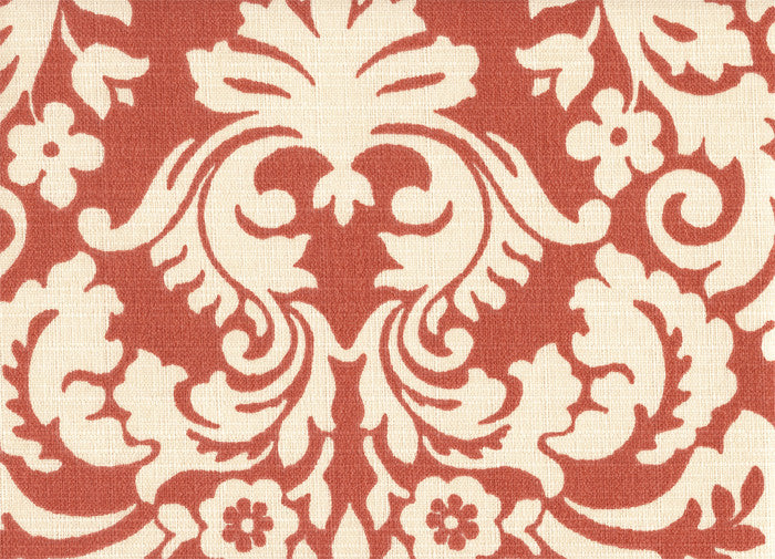 Muse Persimmon Damask Print Upholstery Fabric