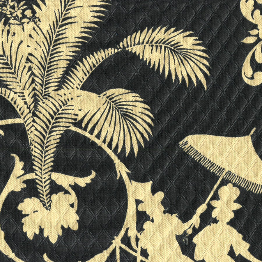 Outdoor Fabric Sun N Shade™ Chinoiserie Silhouette Palm Palace Onyx Toto Fabrics