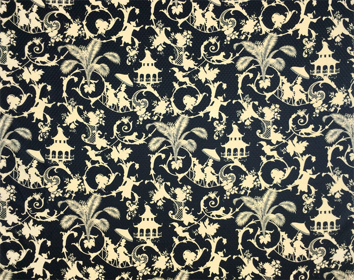 Palm Palace Onyx Sun N Shade™ Chinoiserie Silhouette Upholstery Fabric