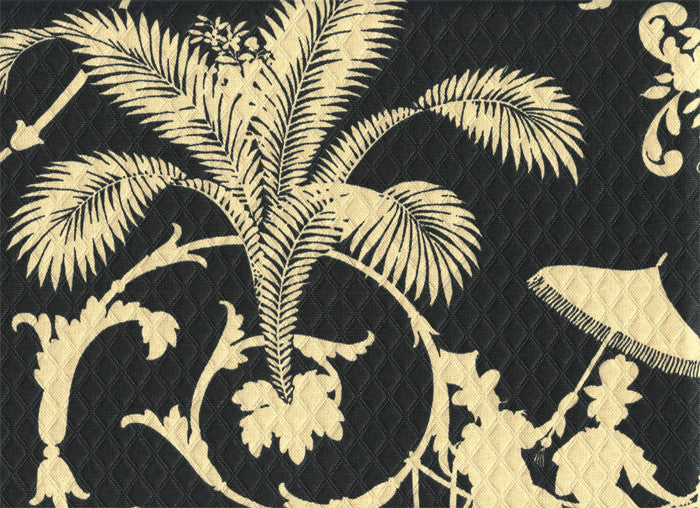 Palm Palace Onyx Sun N Shade™ Chinoiserie Silhouette Upholstery Fabric