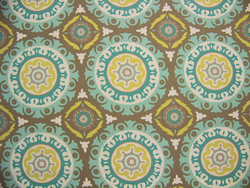 Solar Flair Poolside Sun N Shade™ Medallion Print Blue & Green Outdoor Fabric