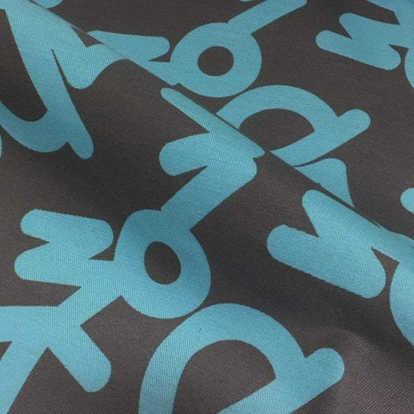 Momentum Tag Fresco Letters Crypton Blue Upholstery Fabric