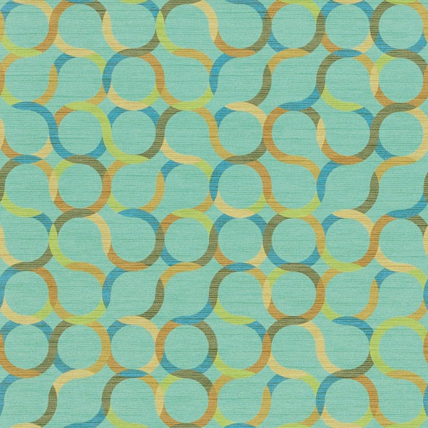 Remnant of Arc-Com Spin Aqua Blue Upholstery Vinyl
