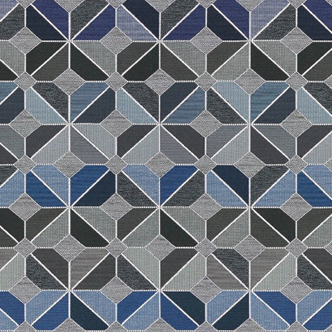 Remnant of Arc-Com Talavera Ocean Blue Upholstery Fabric