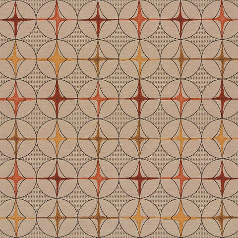 Arc-Com Tritik Terracotta Geometric Beige Upholstery Fabric
