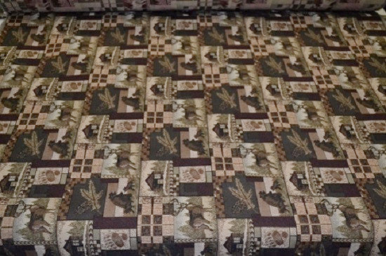 Wildlife Scene Wilderness Themed Brown Upholstery Fabric