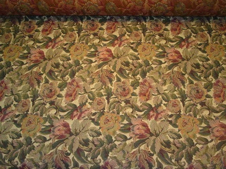 Blue River Rosewood Floral Green Upholstery Fabric