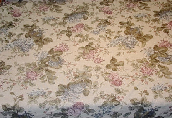 Sandhurst Quartz Floral Design White Upholstery Fabric