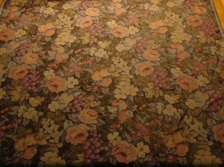 Comote Berry Floral Grape Pattern Green Upholstery Fabric
