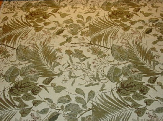Coastline Palm Tropical Floral Pattern Beige Upholstery Fabric