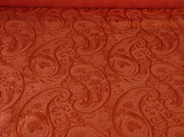 Tamerline Papaya Textured Paisley Red Upholstery Fabric