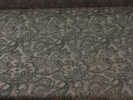 Graber Granite Paisley Design Grey Upholstery Fabric