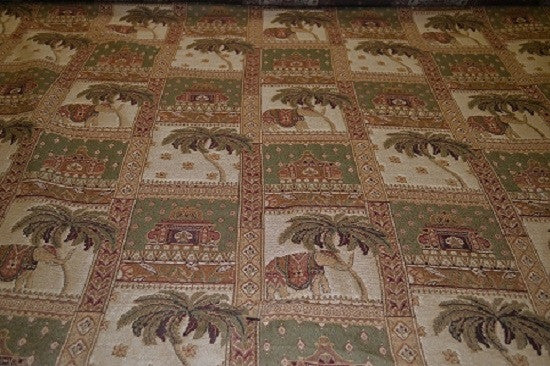 Egyptian Palm Themed Green Upholstery Fabric
