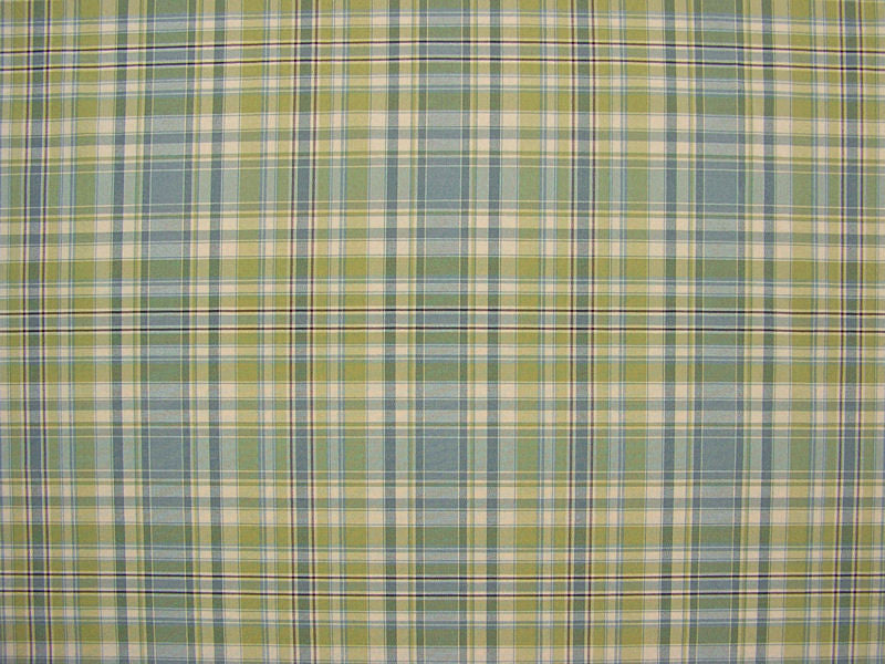 Abernathy Fountain Madras Plaid Blue & Green Upholstery Fabric
