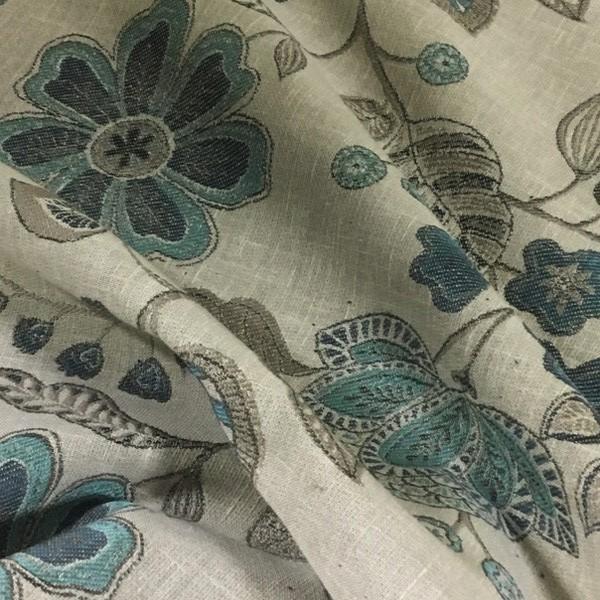 Swavelle Mill Creek Agrove Sky Floral Gray Upholstery Fabric