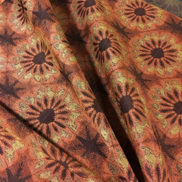 Arc-Com Arashi Tangerine Floral Orange Upholstery Fabric