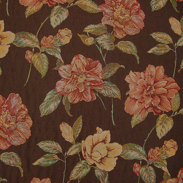 Upholstery Fabric Large Floral Matelasse As-Is Manor Garden Chocolate Toto Fabrics
