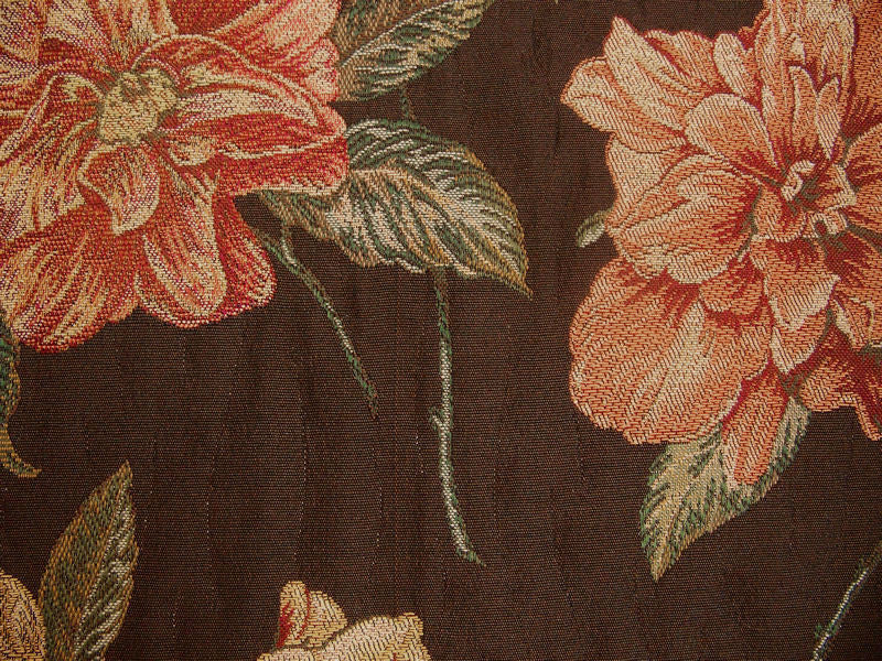 Manor Garden Chocolate Large Floral Matelasse Brown Upholstery Fabric