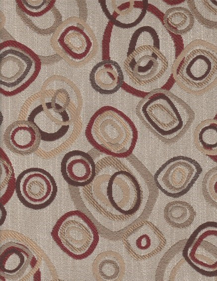 Upholstery Fabric Multi Colored Circles  Atomic Redstone Toto Fabrics