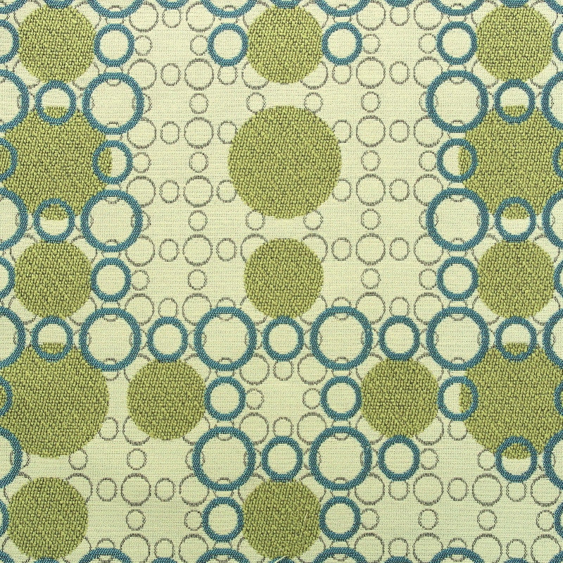 Blowing Bubbles Color 25 Geometric Circles Grey & Green & Blue Upholstery Fabric